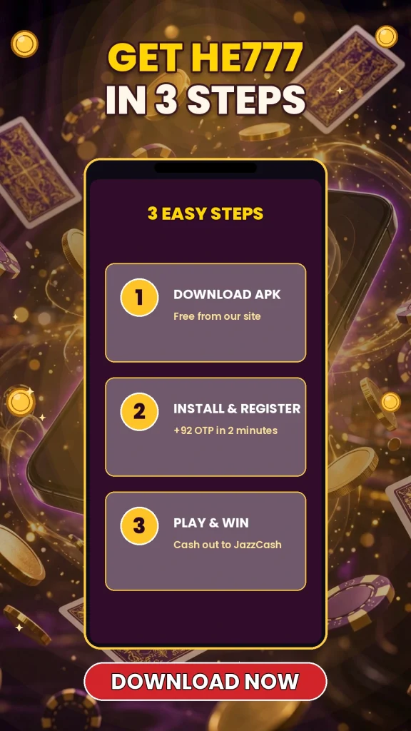 Get HE777 in 3 steps - download, install and play